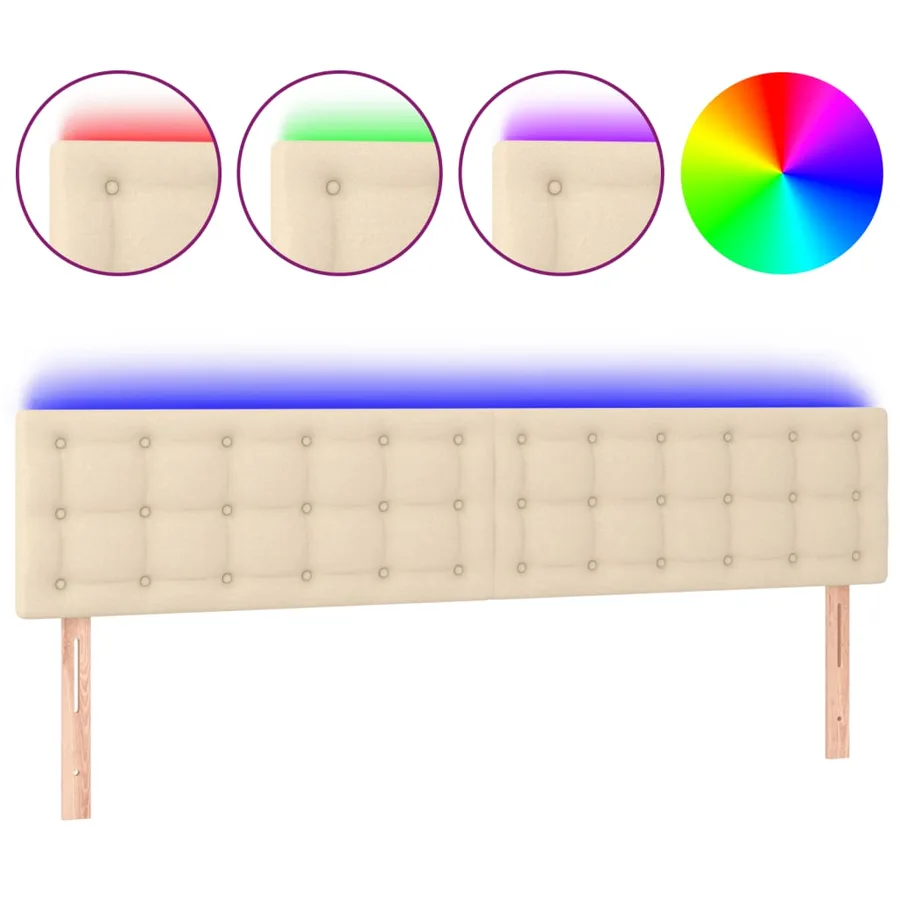 Tête de lit à LED Crème 200x5x78/88 cm Tissu - 2