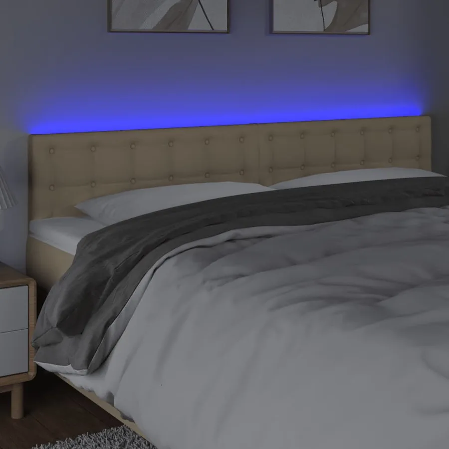 Tête de lit à LED Crème 200x5x78/88 cm Tissu - 3
