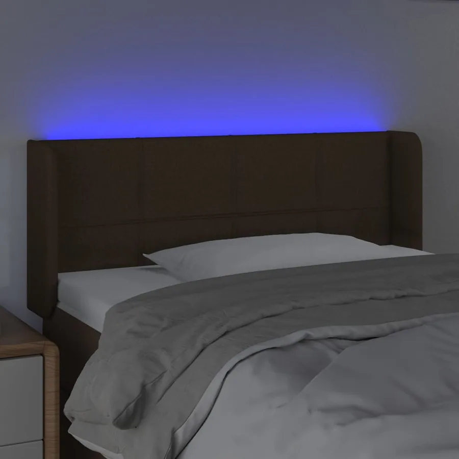 Tête de lit à LED Marron foncé 103x16x78/88 cm Tissu - 4