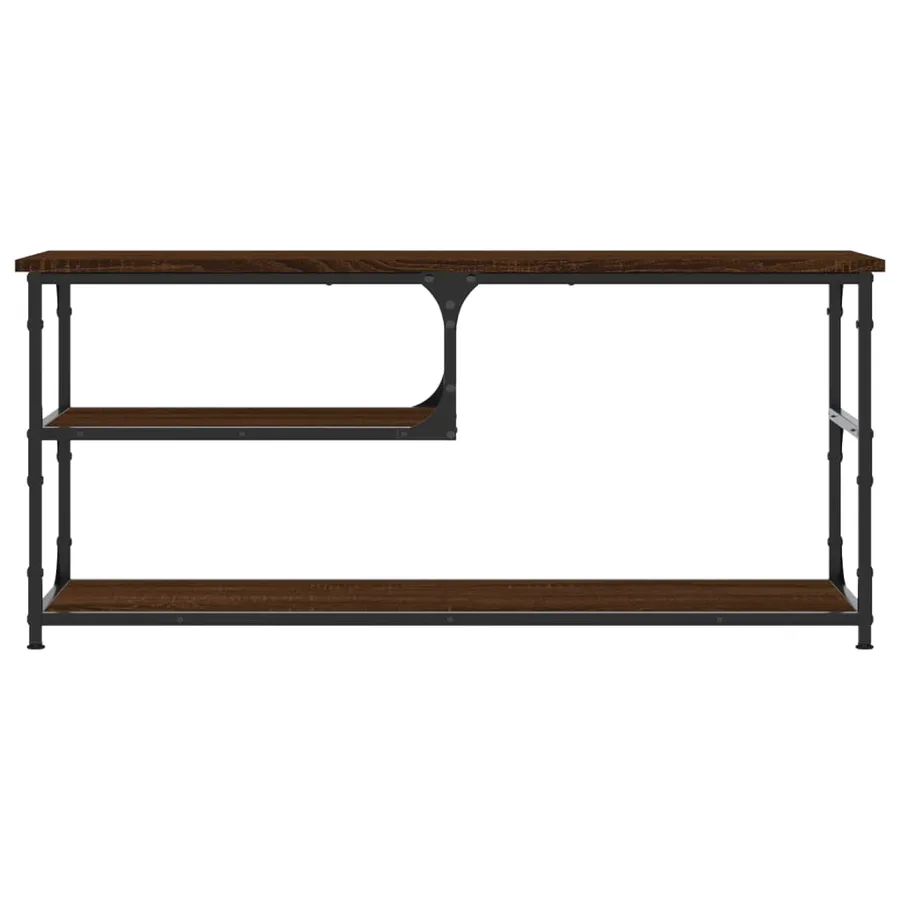 Meuble TV chêne marron 103x38x46,5cm bois d'ingénierie et acier - 4