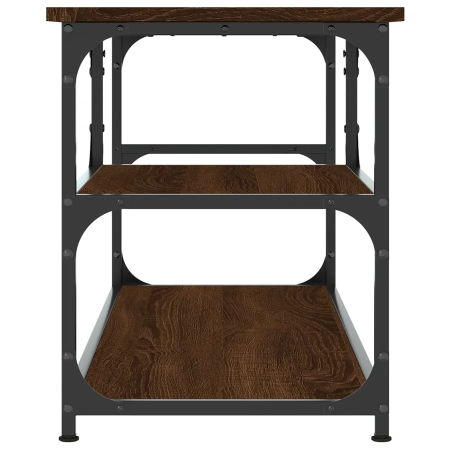 Meuble TV chêne marron 103x38x46,5cm bois d'ingénierie et acier - 5