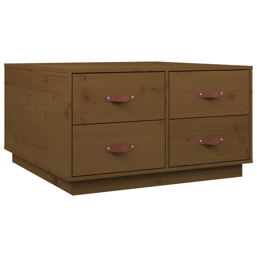 Table basse Marron miel 80x80x45 cm Bois massif de pin - 2