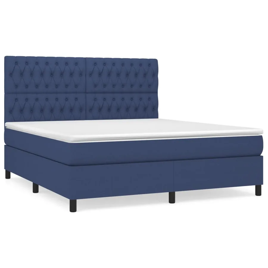 Sommier à lattes de lit avec matelas Bleu 180x200 cm Tissu - 2