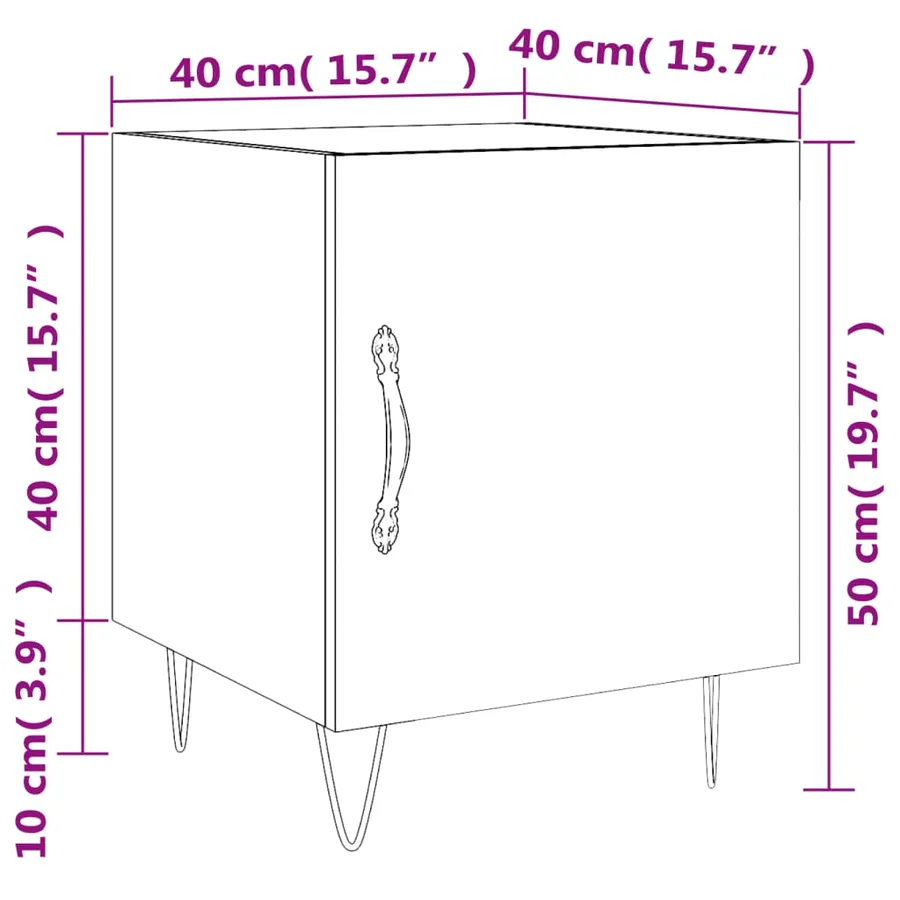 Table de chevet blanc 40x40x50 cm bois d’ingénierie - 13