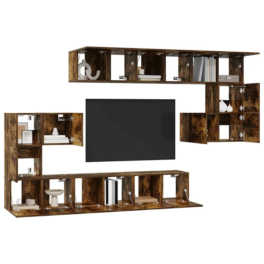 Ensemble de meubles TV 10 pcs Chêne fumé Bois d'ingénierie - 4