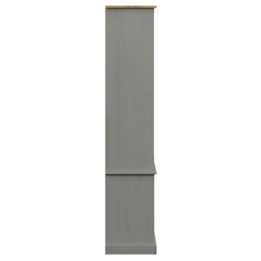 Vitrine en verre VIGO gris 85x35x170 cm bois massif de pin - 6