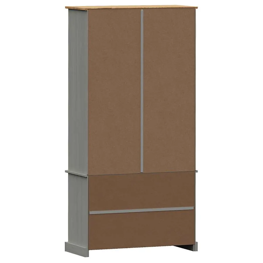 Vitrine en verre VIGO gris 85x35x170 cm bois massif de pin - 7