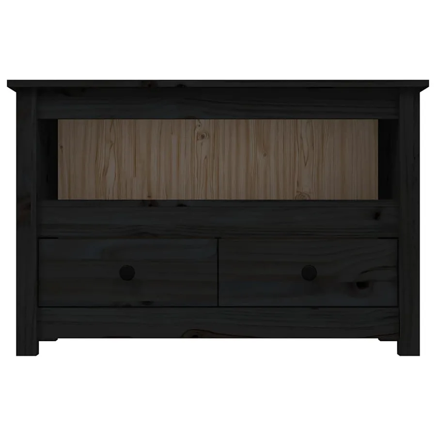 Meuble TV Noir 79x35x52 cm Bois de pin massif - 6