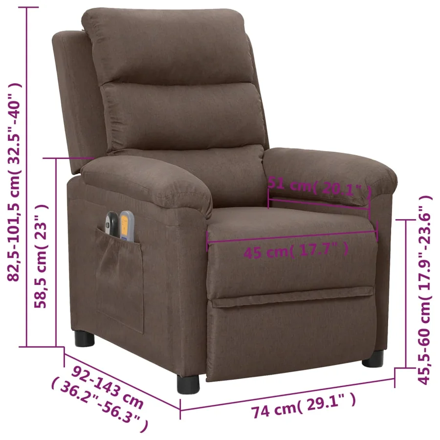 Fauteuil électrique de massage Taupe Tissu - 14