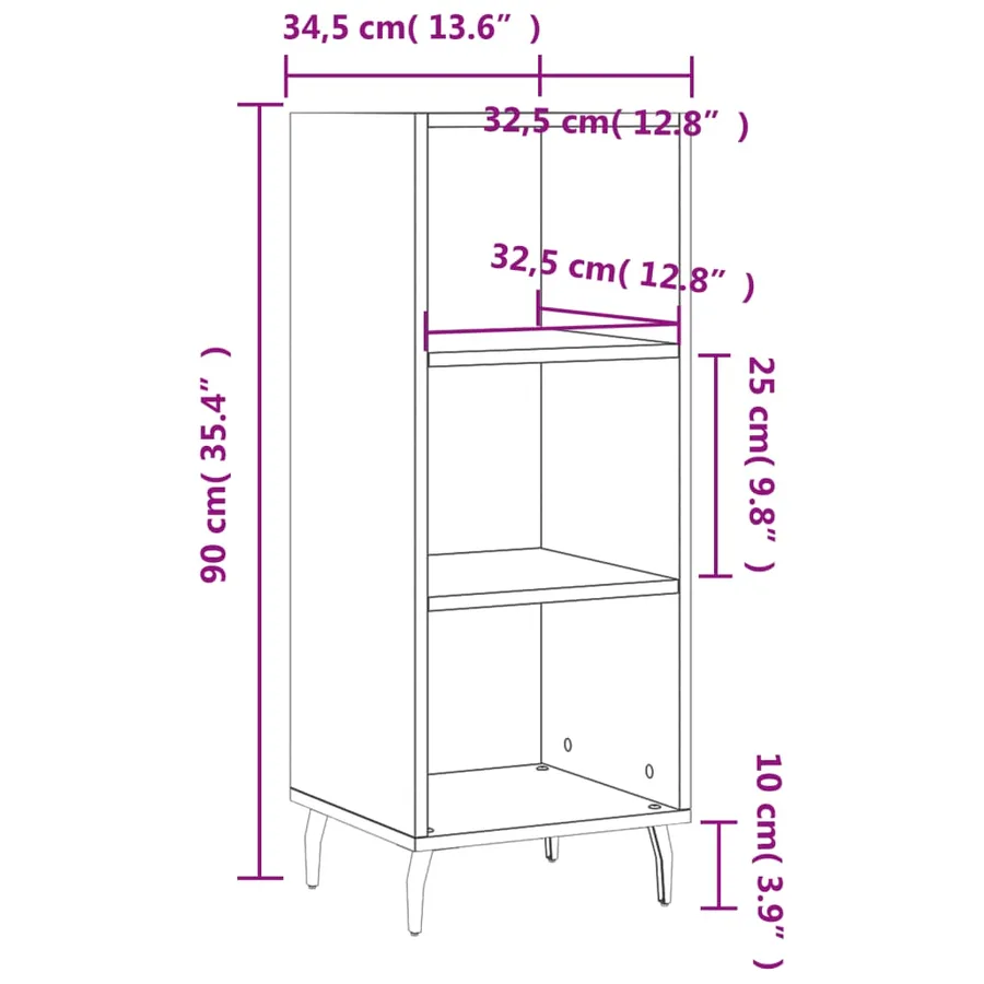 Buffet blanc 34,5x32,5x90 cm bois d'ingénierie - 9