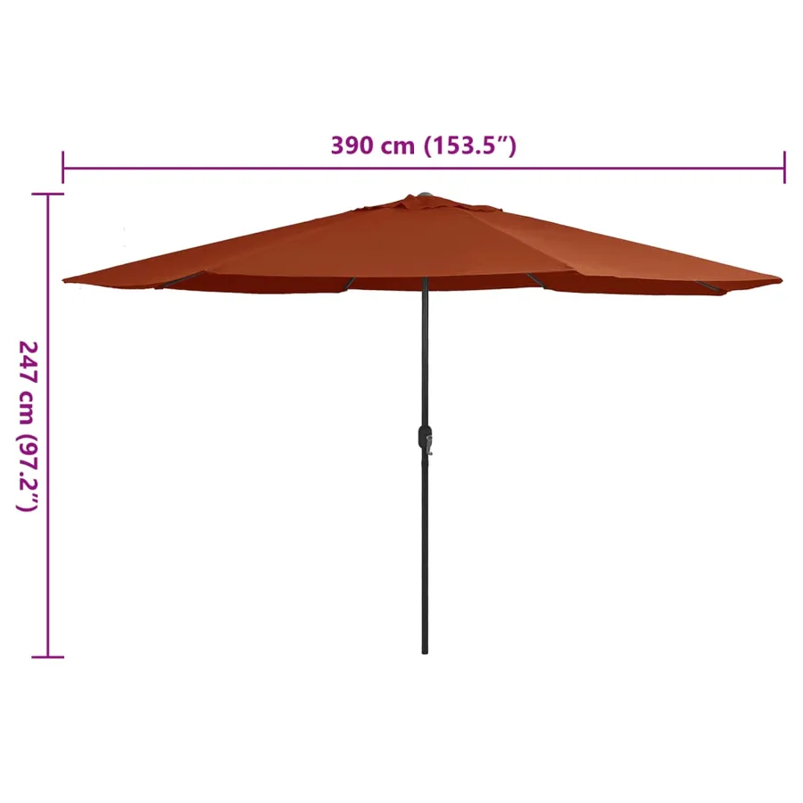 Parasol de jardin avec mât en métal 390 cm terre cuite - 7