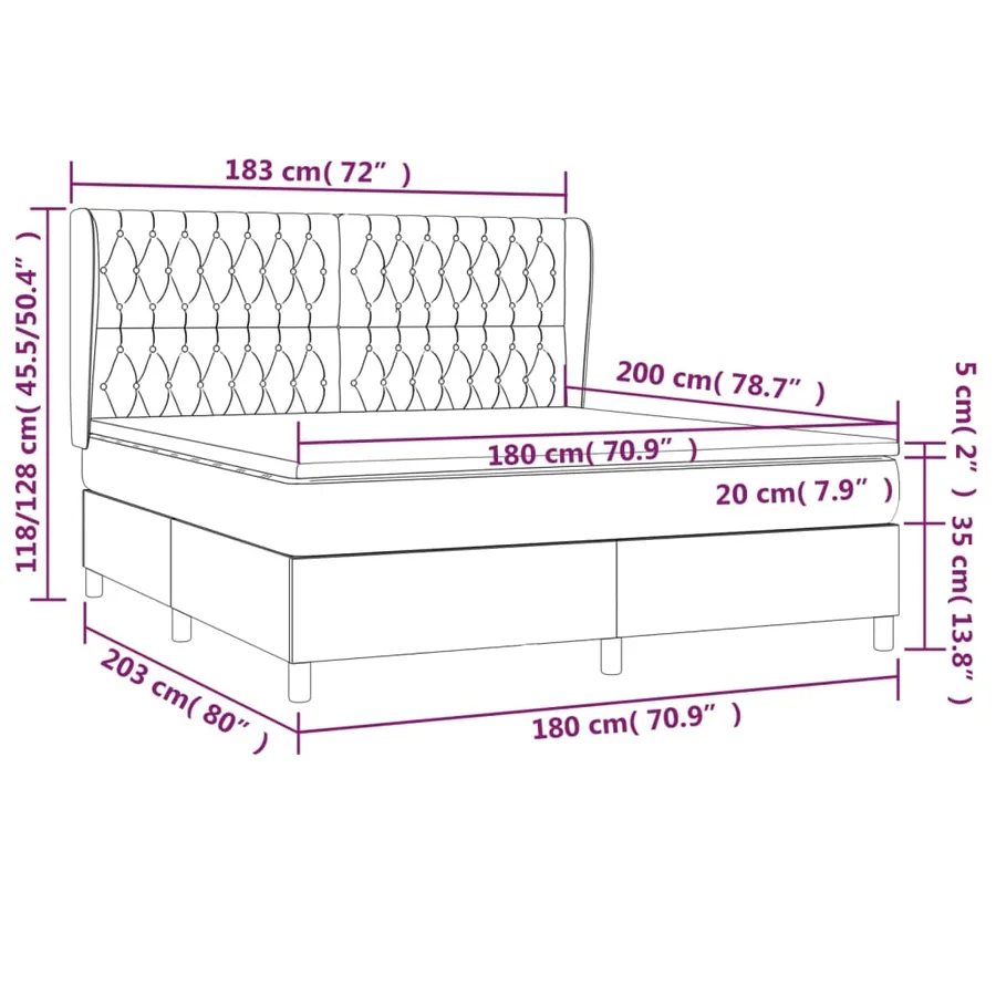 Sommier à lattes de lit avec matelas Taupe 180x200 cm Tissu - 7