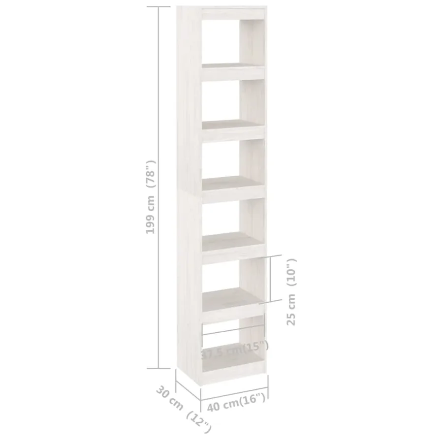 Bibliothèque/Séparateur de pièce Blanc 40x30x199 cm Pin massif - 8