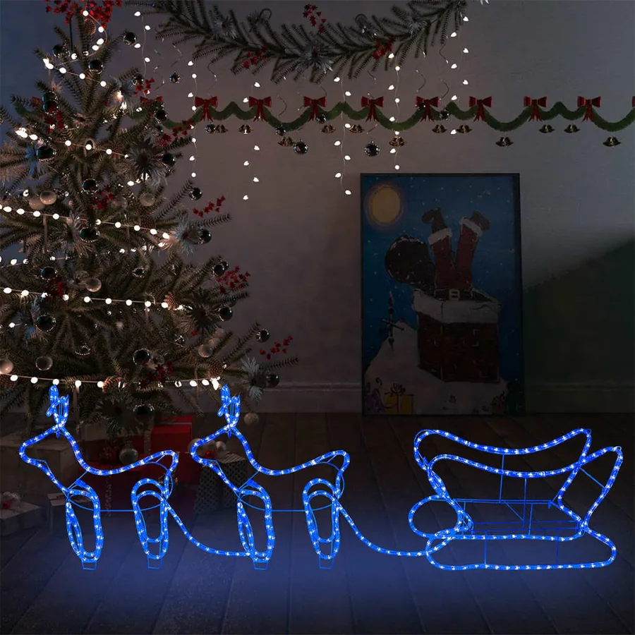 Décoration de Noël d'extérieur Renne et traîneau 576 LED