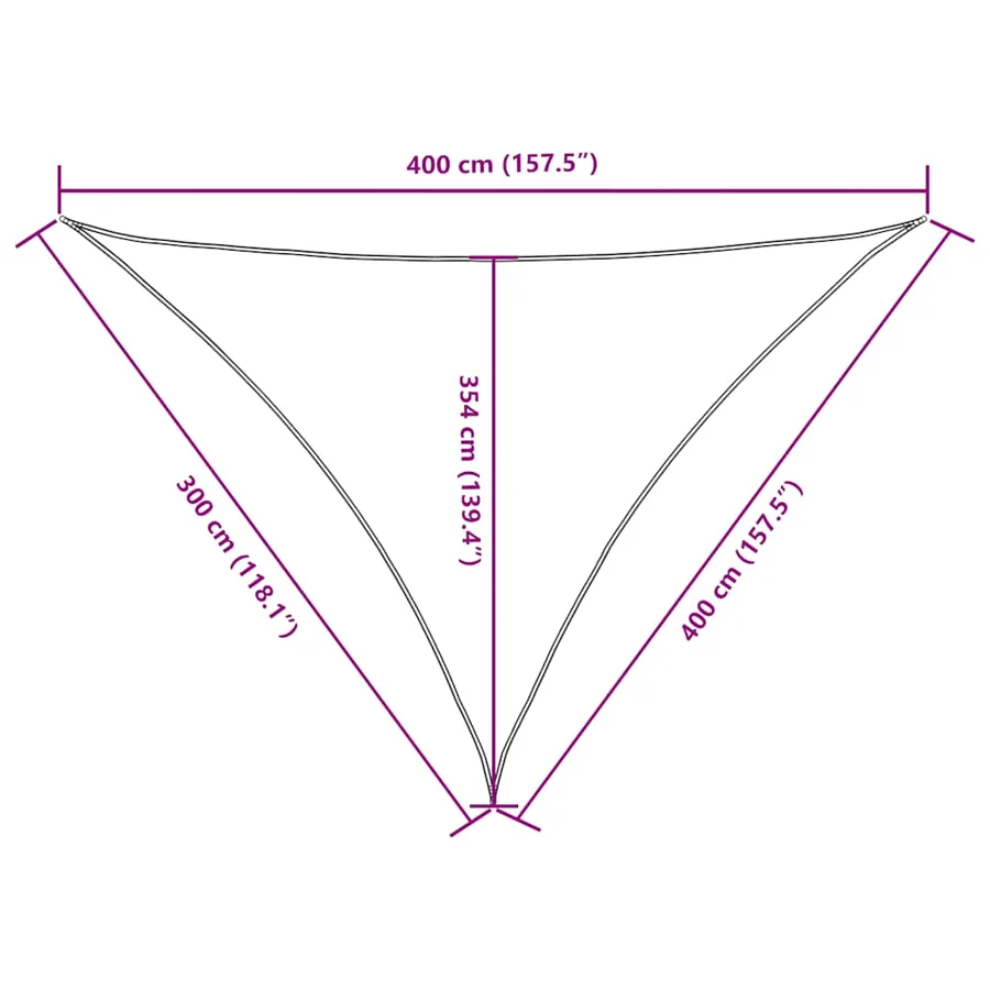 Voile de parasol tissu oxford triangulaire 3x4x4 m marron - 10