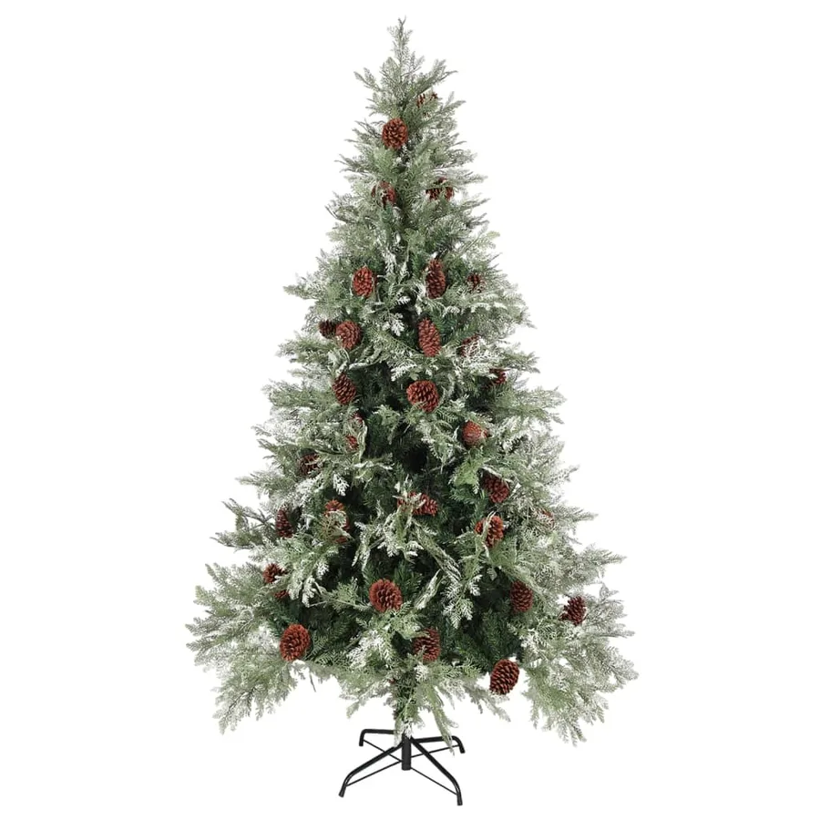 Sapin de Noël avec pommes de pin Vert et blanc 195 cm PVC et PE - 2