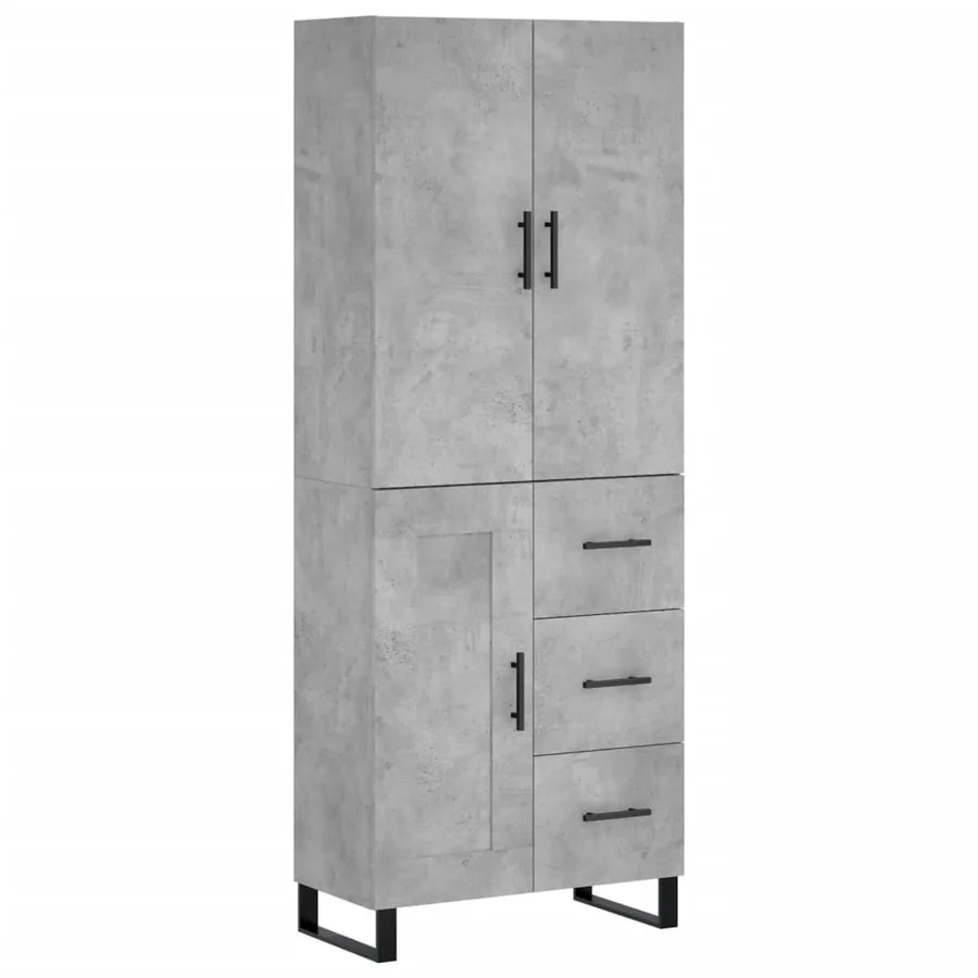 Buffet haut Gris béton 69,5x34x180 cm Bois d'ingénierie - 2