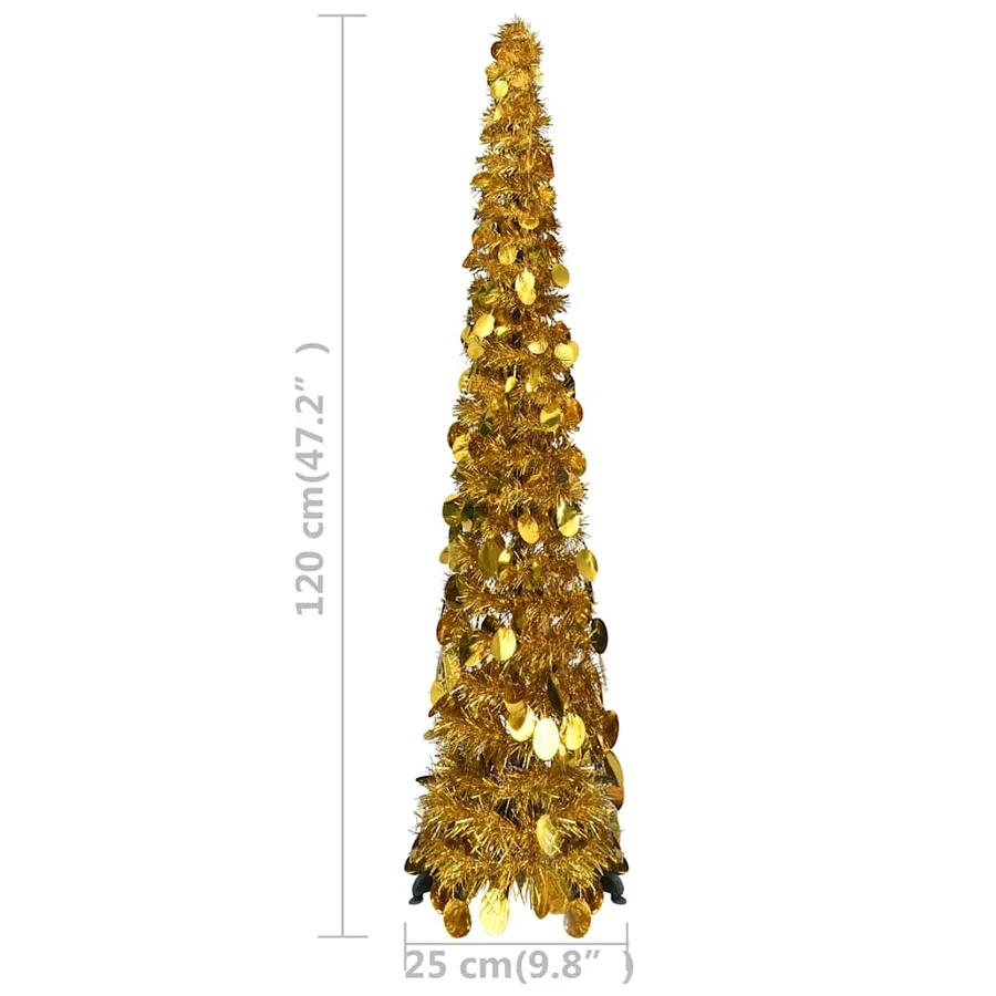 Sapin de Noël artificiel escamotable doré 120 cm PET - 5