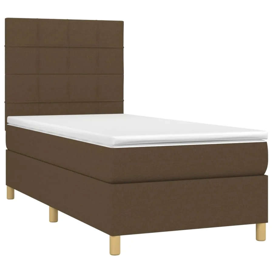 Sommier à lattes de lit et matelas et LED Marron foncé 90x200cm - 3
