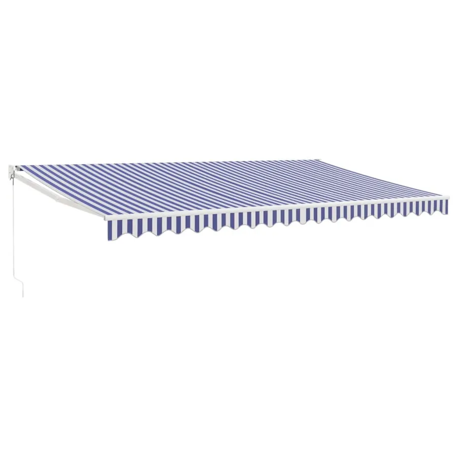 Auvent rétractable bleu et blanc 5x3 m tissu et aluminium - 2