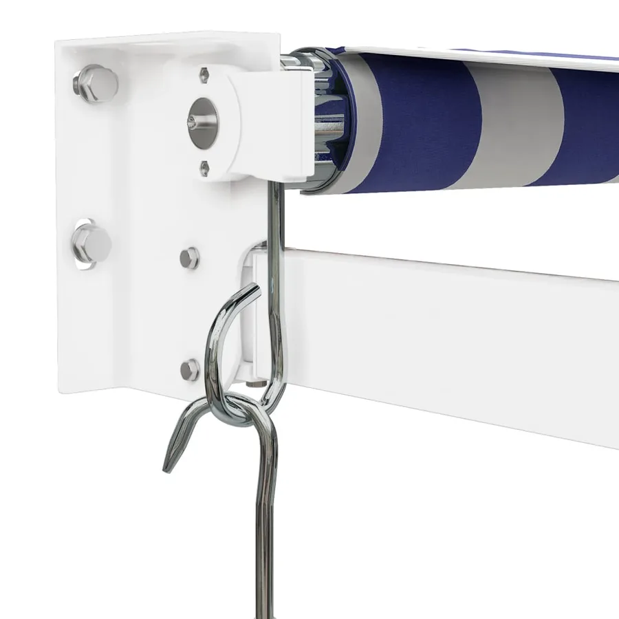 Auvent rétractable bleu et blanc 5x3 m tissu et aluminium - 7