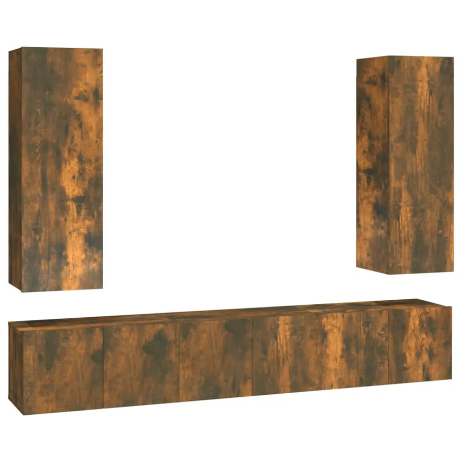 Ensemble de meubles TV 5 pcs Chêne fumé Bois d'ingénierie - 2