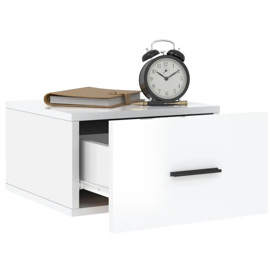 Tables de chevet murales 2 pcs blanc brillant 35x35x20 cm - 4