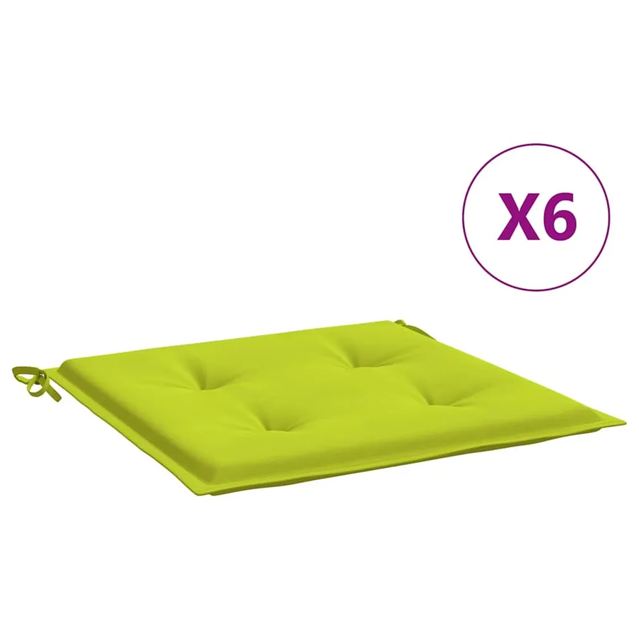 Coussins de chaise de jardin lot de 6 vert vif 40x40x4 cm - 2