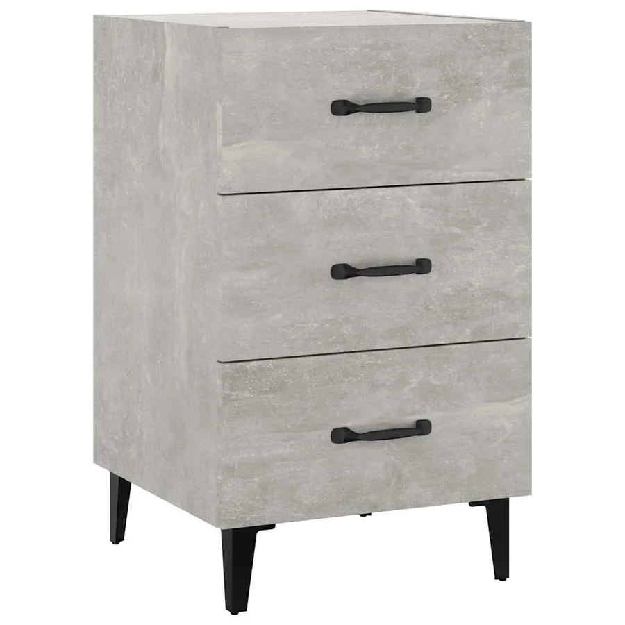 Table de chevet gris béton 40x40x66 cm bois d'ingénierie - 2