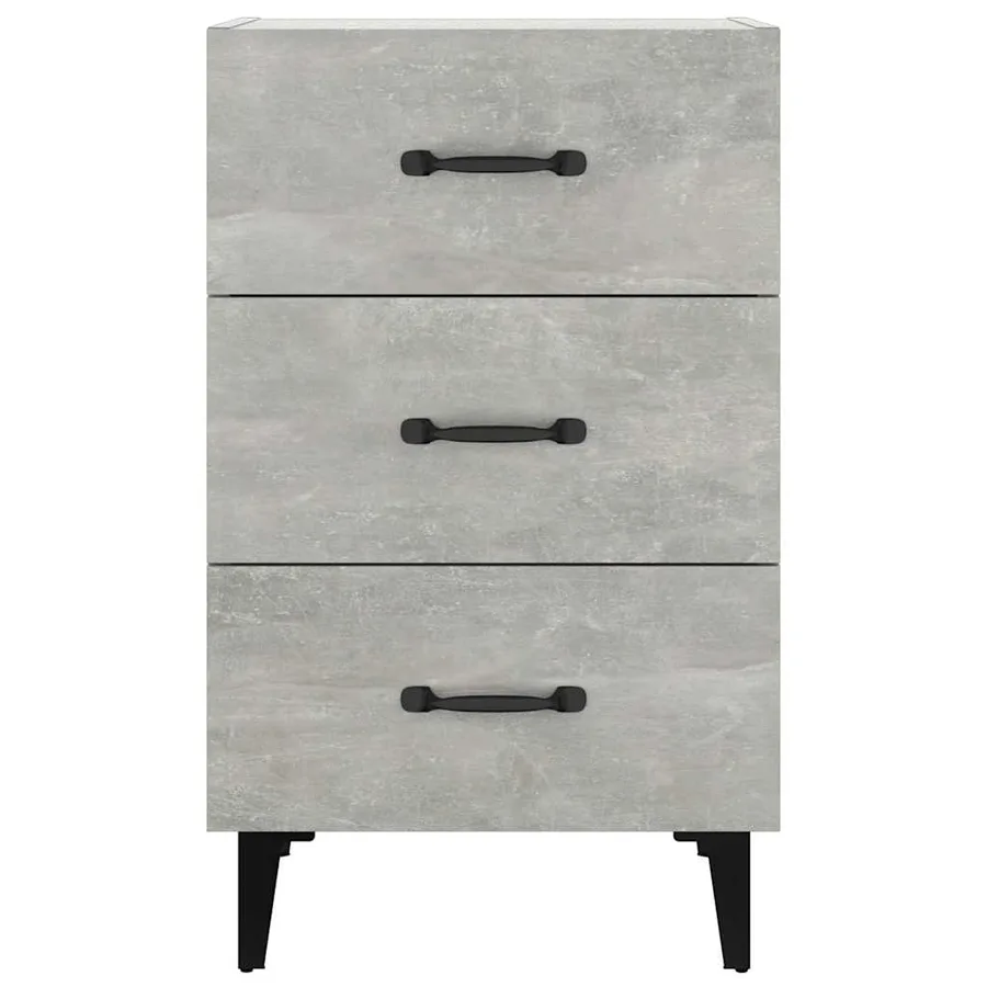 Table de chevet gris béton 40x40x66 cm bois d'ingénierie - 3
