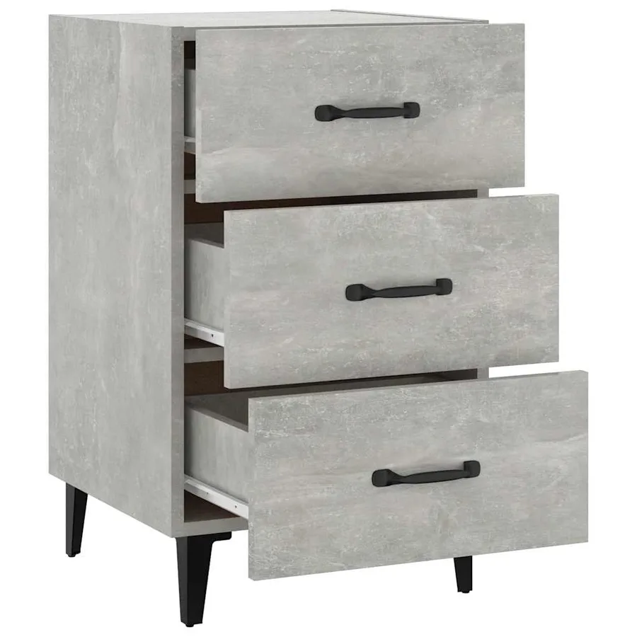 Table de chevet gris béton 40x40x66 cm bois d'ingénierie - 5