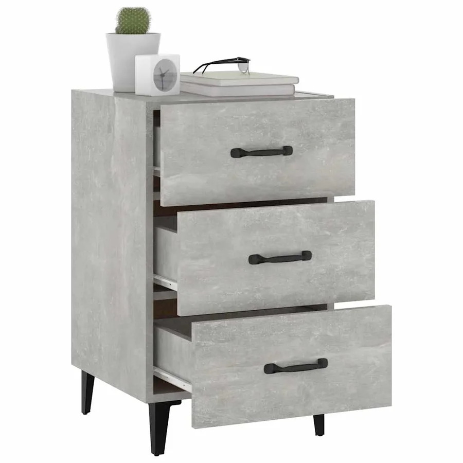 Table de chevet gris béton 40x40x66 cm bois d'ingénierie - 6