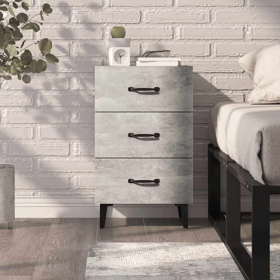 Table de chevet gris béton 40x40x66 cm bois d'ingénierie - 7