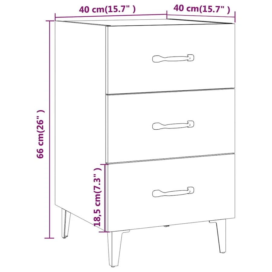 Table de chevet gris béton 40x40x66 cm bois d'ingénierie - 8