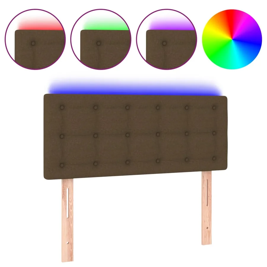Tête de lit à LED Marron Foncé 90x5x78/88 cm Tissu - 2