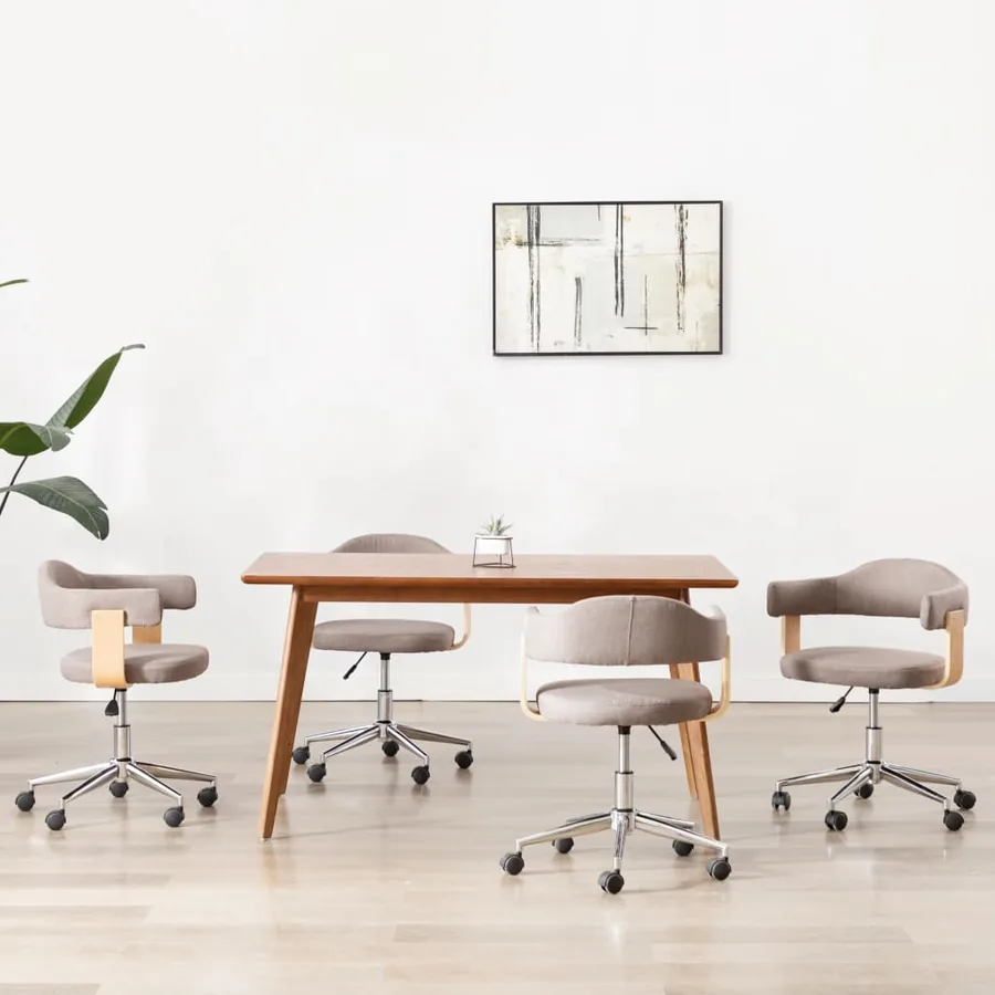 Chaises pivotantes à manger lot de 4 taupe bois courbé et tissu