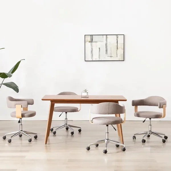 Chaises pivotantes à manger lot de 4 taupe bois courbé et tissu