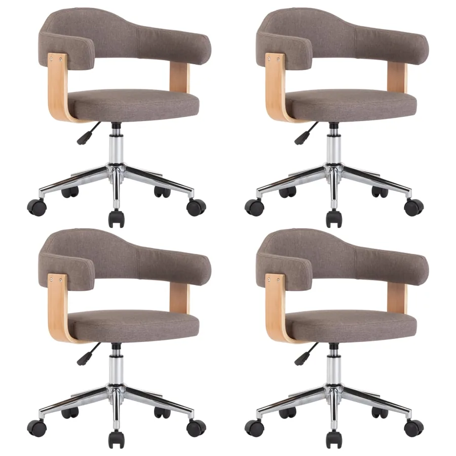 Chaises pivotantes à manger lot de 4 taupe bois courbé et tissu - 2