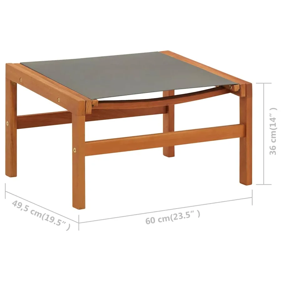 Chaise de jardin et repose-pied Gris Eucalyptus et textilène - 11