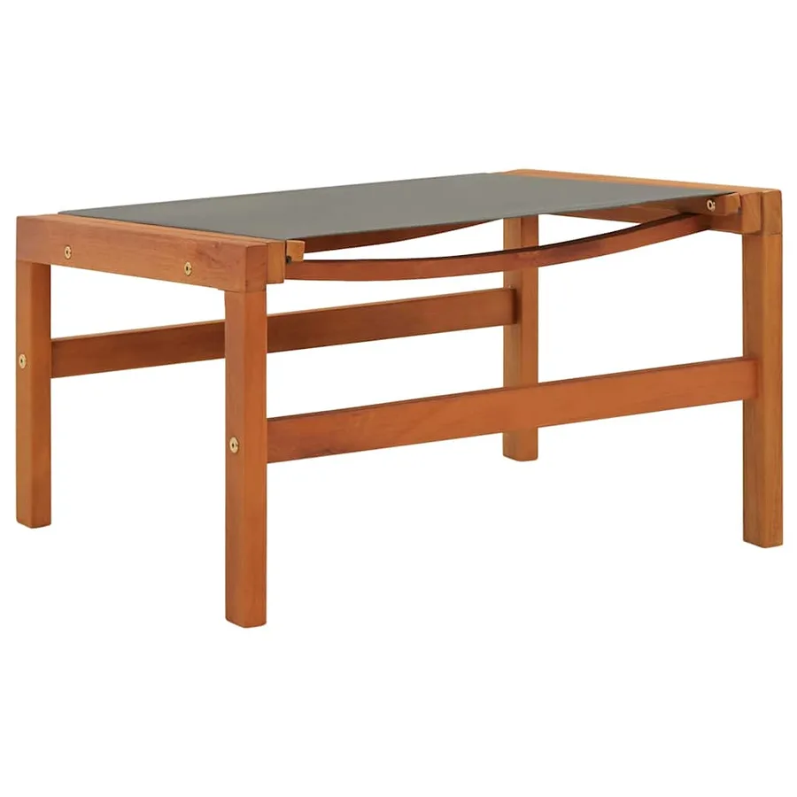 Chaise de jardin et repose-pied Gris Eucalyptus et textilène - 13