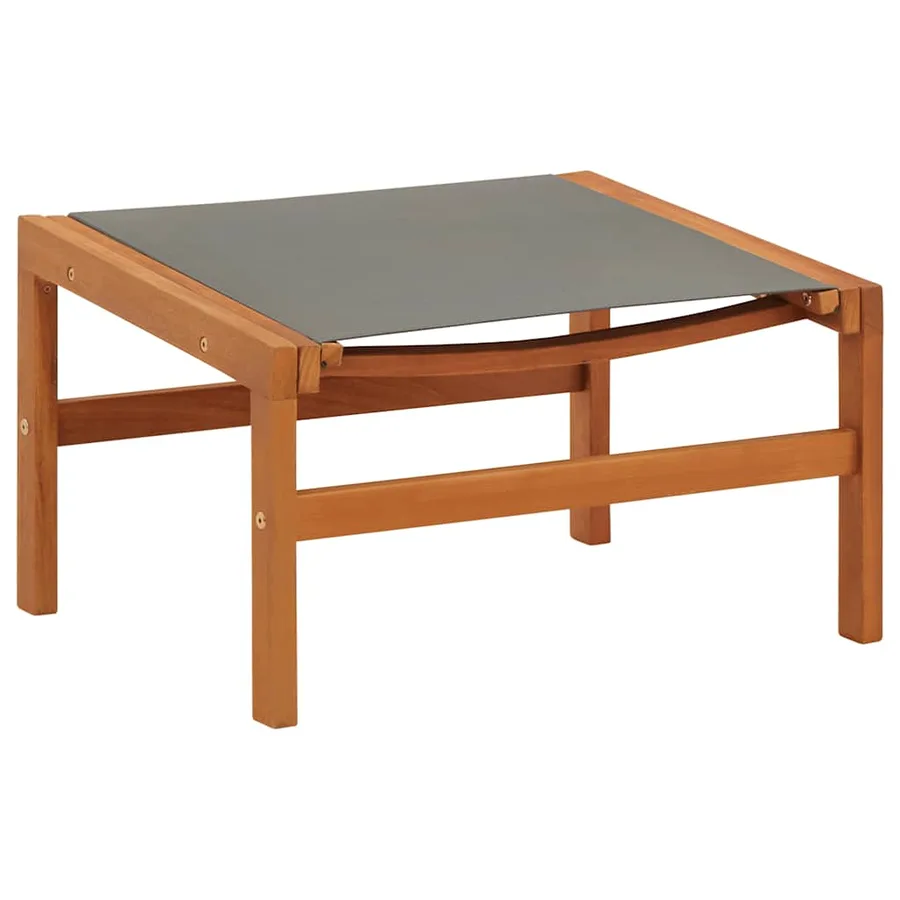 Chaise de jardin et repose-pied Gris Eucalyptus et textilène - 6