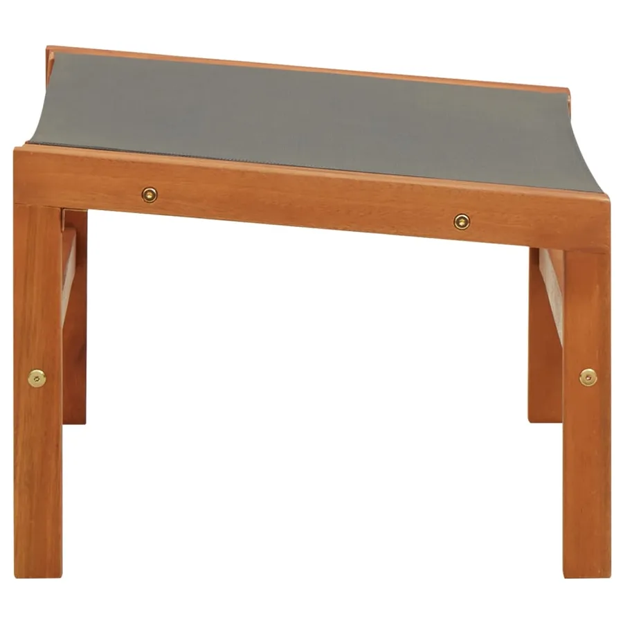 Chaise de jardin et repose-pied Gris Eucalyptus et textilène - 7