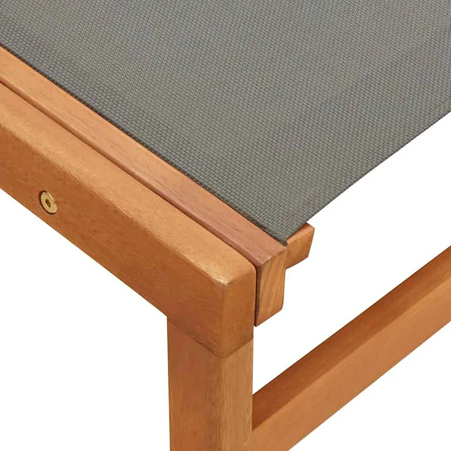 Chaise de jardin et repose-pied Gris Eucalyptus et textilène - 9