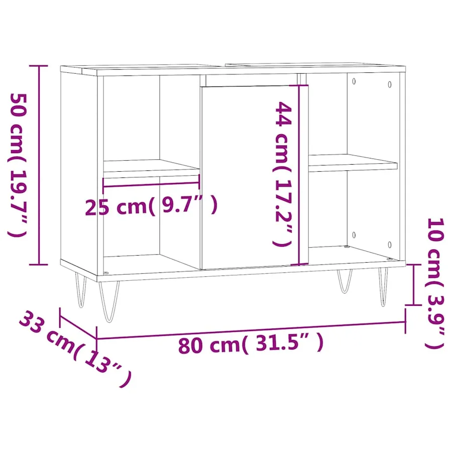 Armoire de salle de bain blanc brillant 80x33x60 cm - 13