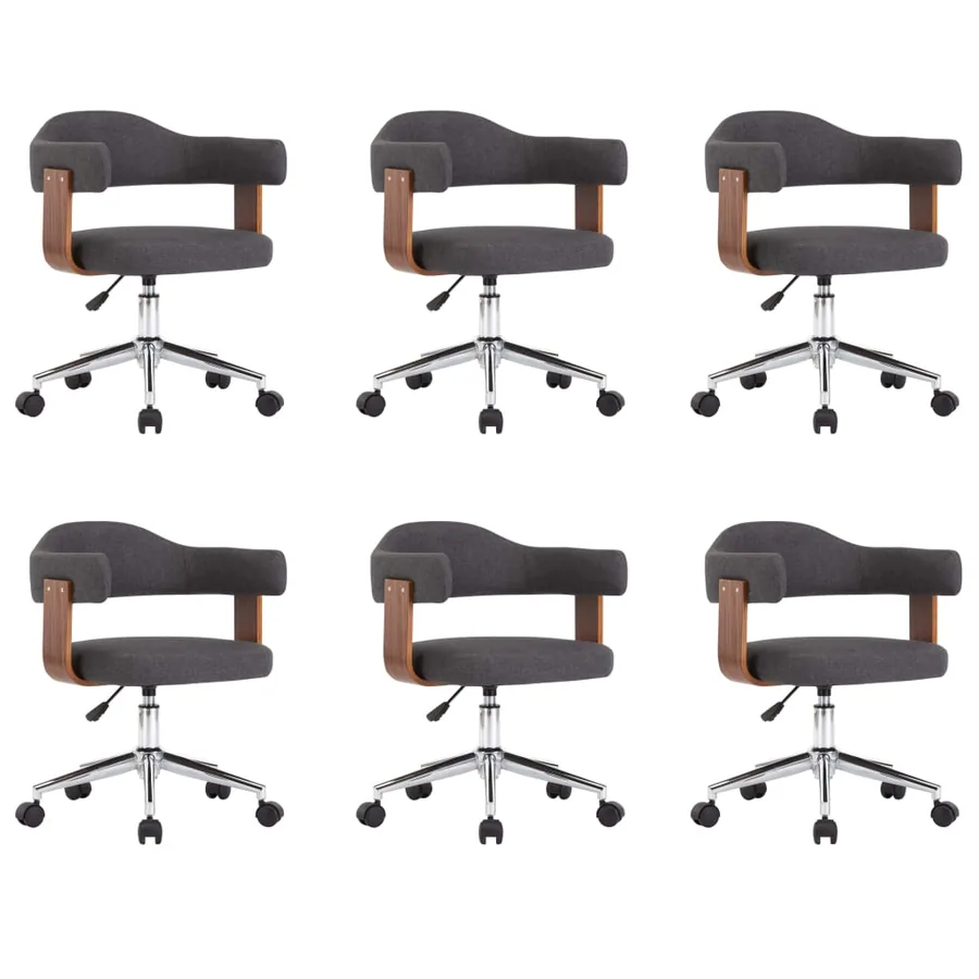 Chaises pivotantes à manger lot de 6 gris bois courbé et tissu - 2