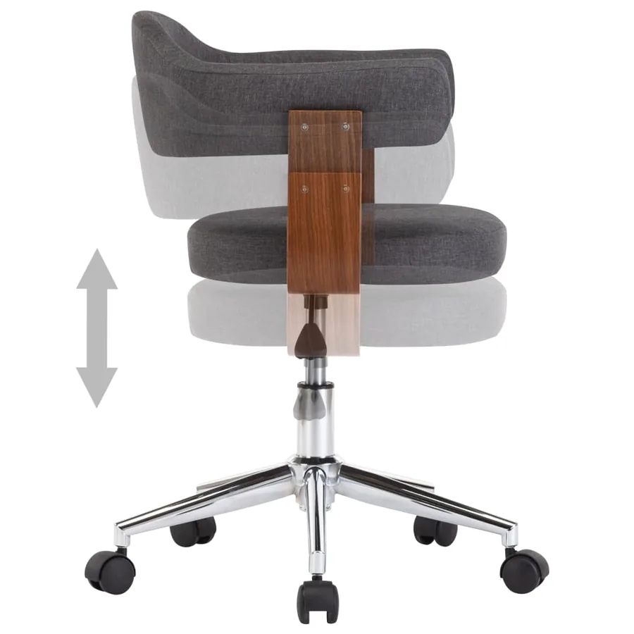 Chaises pivotantes à manger lot de 6 gris bois courbé et tissu - 5