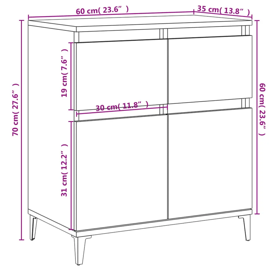 Buffet Chêne fumé 60x35x70 cm Bois d'ingénierie - 10