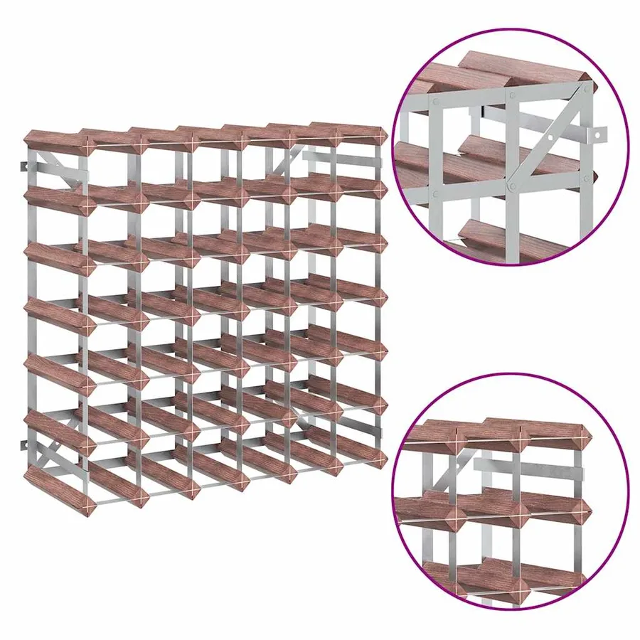 Casier à bouteilles pour 42 bouteilles Marron Bois pin solide - 8