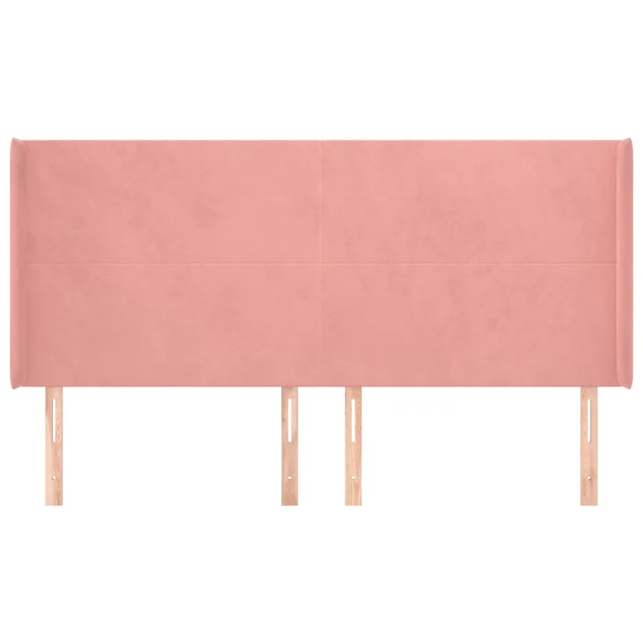 Tête de lit avec oreilles Rose 203x16x118/128 cm Velours - 3