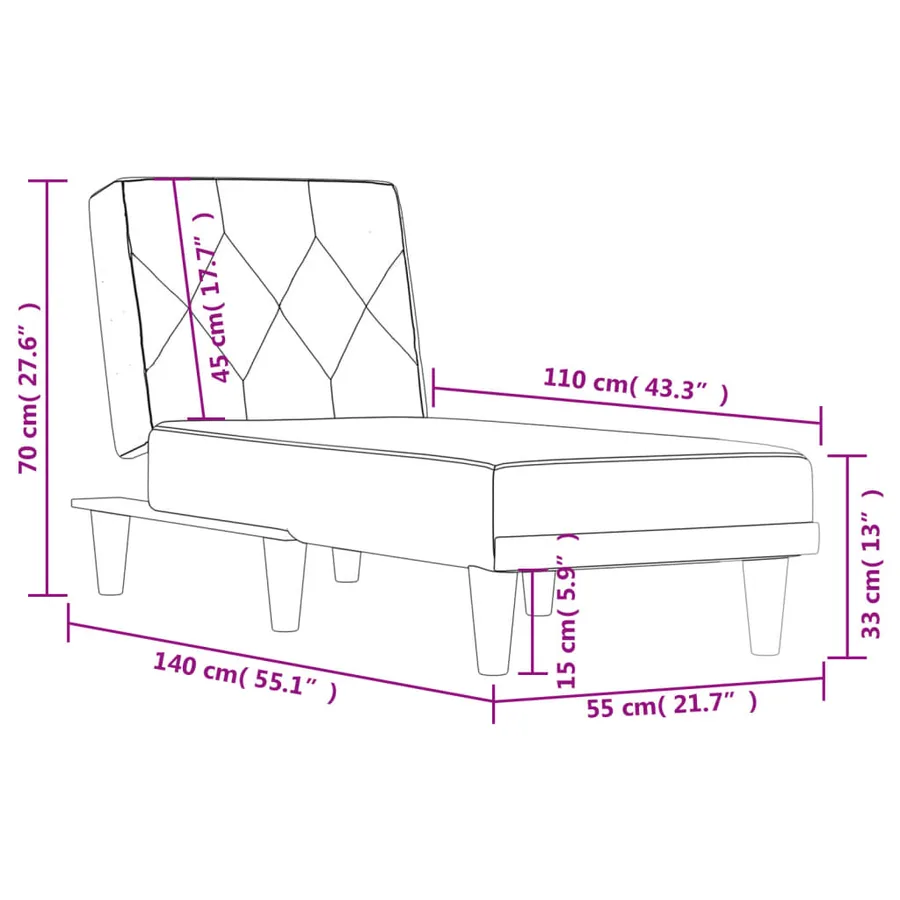 Chaise longue noir velours - 9
